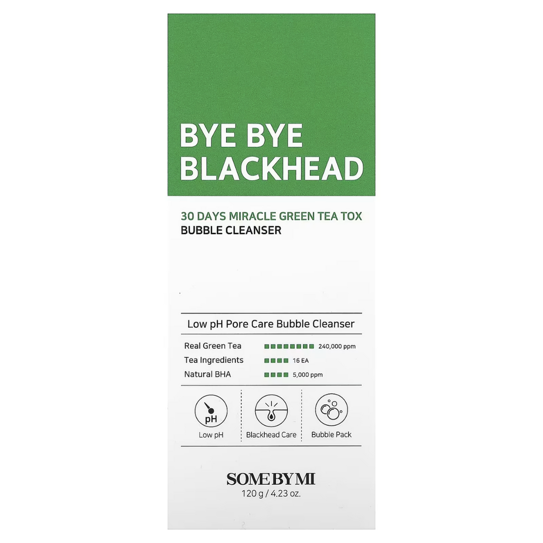 SOME BY MI Bye Bye Blackhead 30 Days Miracle Green Tea Tox Bubble Cleanser